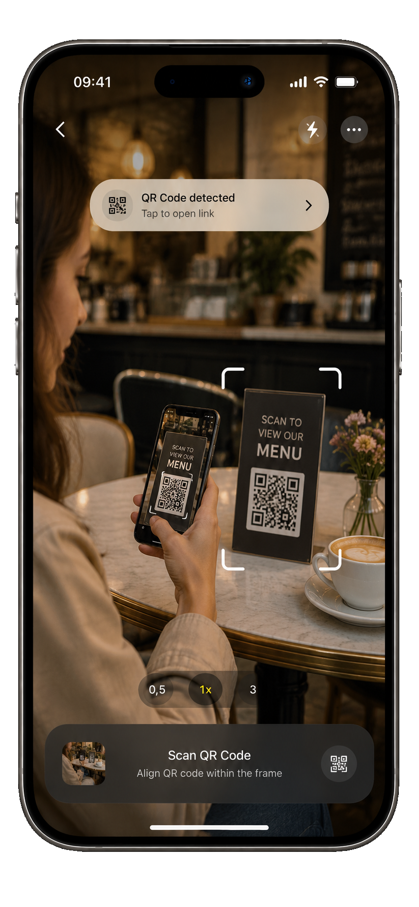 QR Code Scanner interface on iPhone
