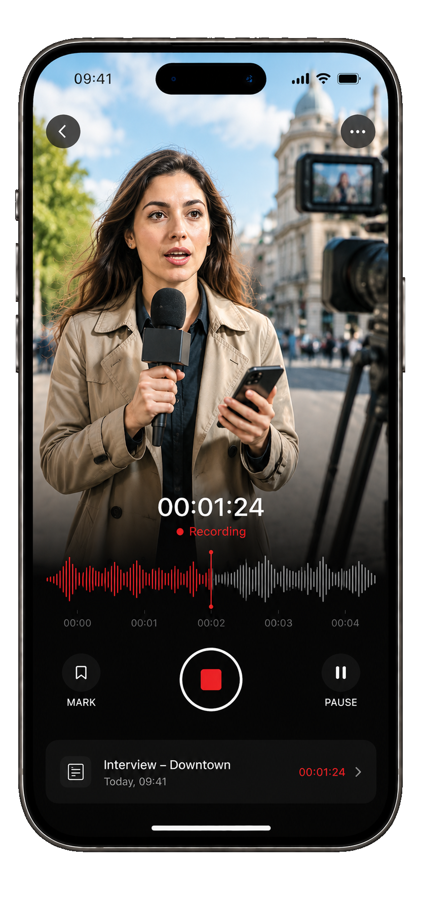 Voice Recorder app interface on iPhone